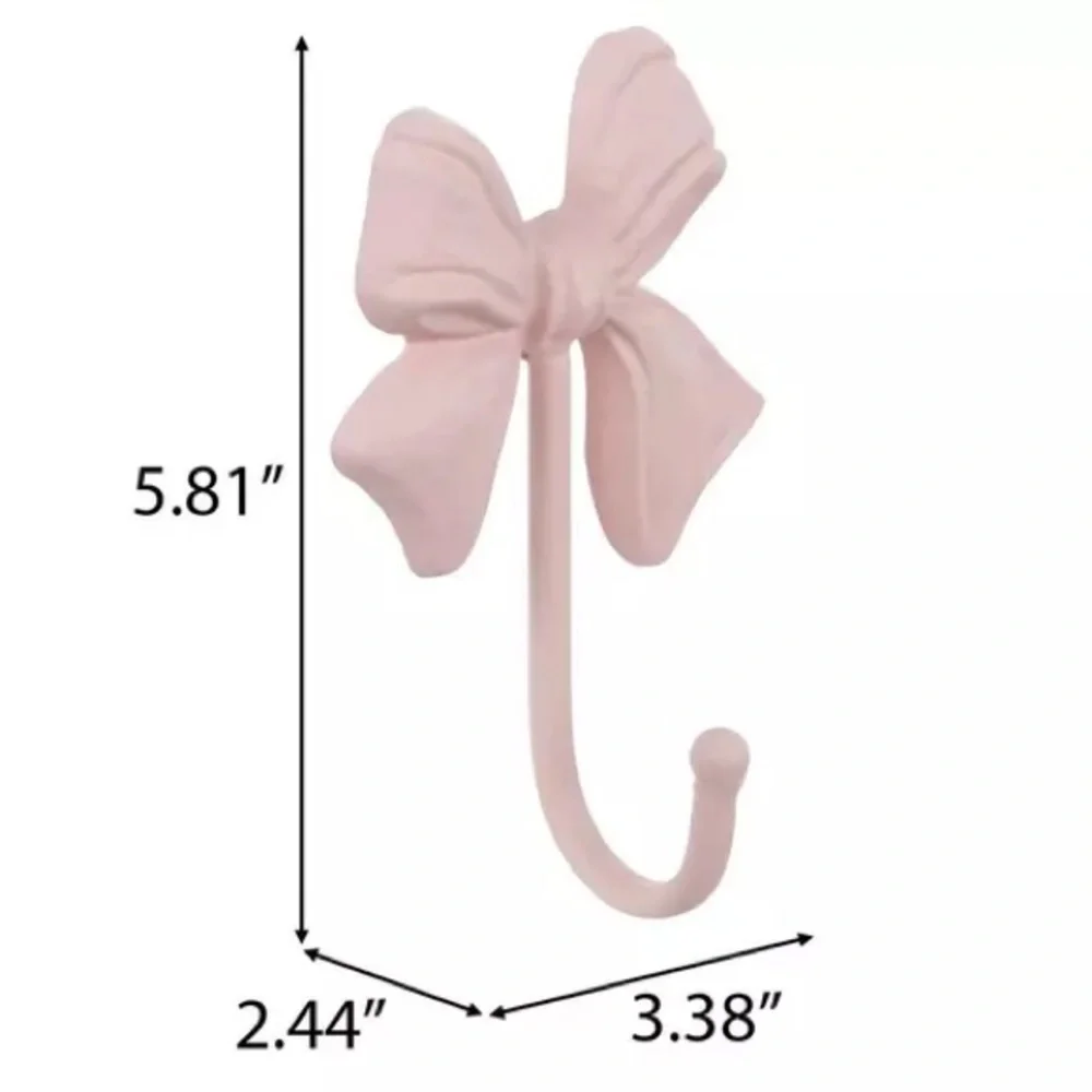 (2) Pink Bow Metal Wall Hook